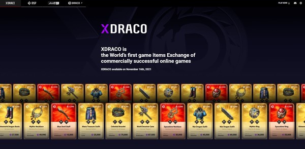 미르4 글로벌의 대체불가능한토큰(NFT) 아이템 거래소 X드레이코(XDRACO)의 티징 사이트 / 사진=위메이드 제공